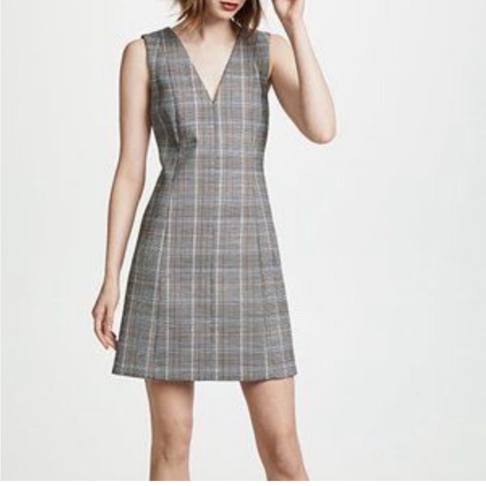 Theory Easy Shift Dress Autumn Plaid Sz 4 Black Wool Career Office Academia V